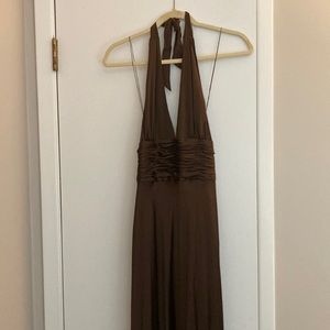 Brown silk Adrianna Papell formal halter dress